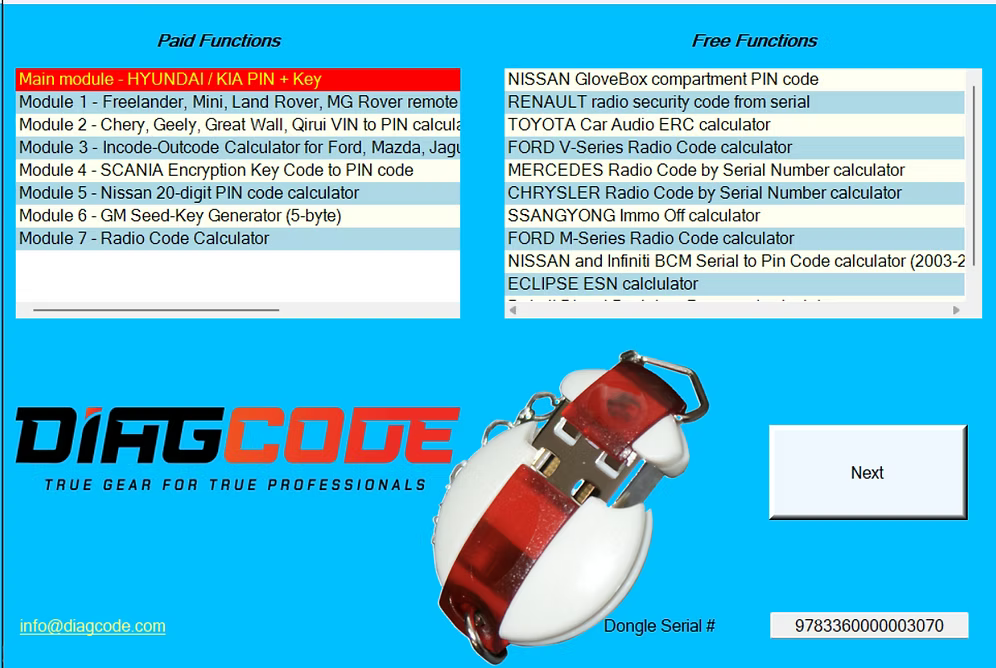 Diagcode - Main unit