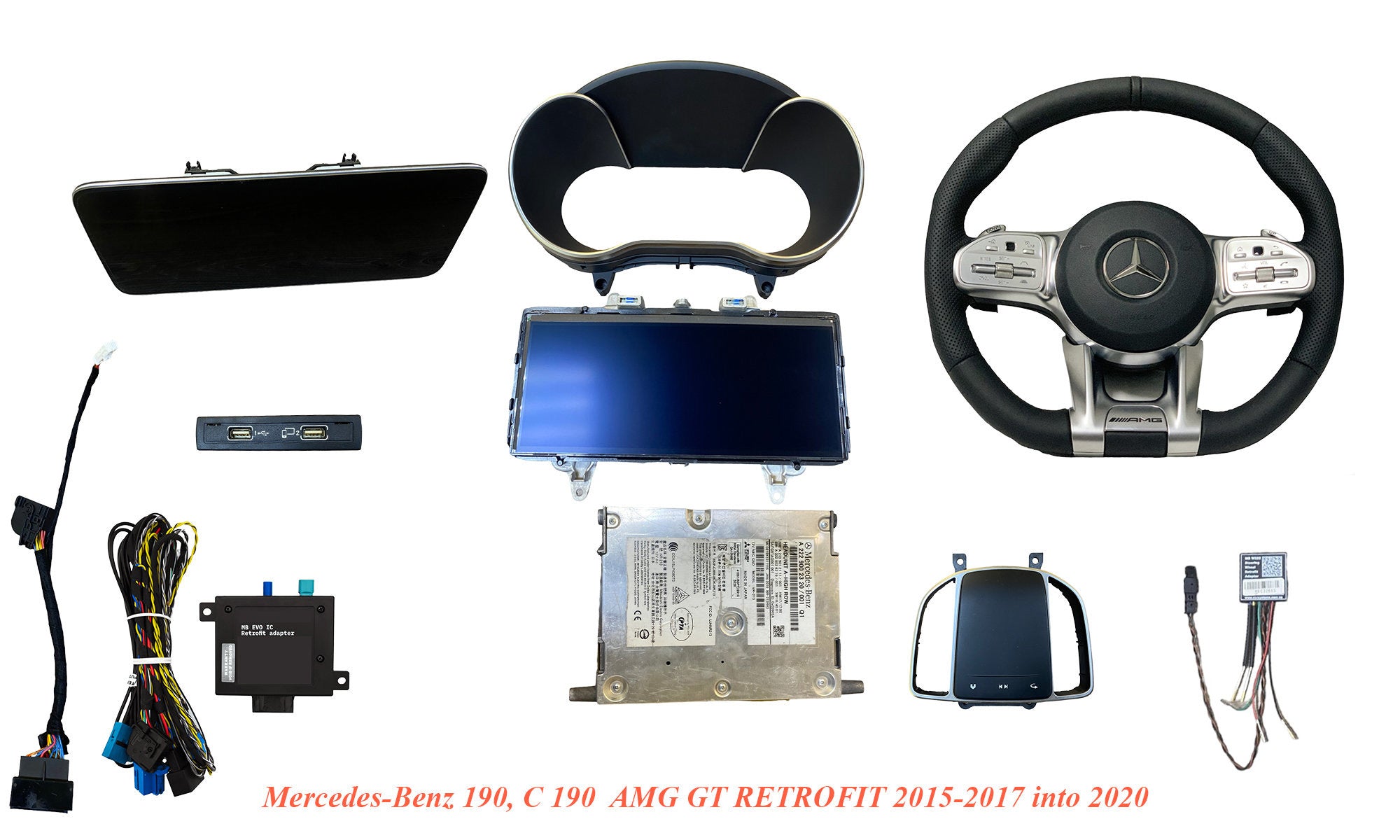Mercedes-Benz AMG 190 GT,,GTR,GTS ,GTC Retrofit  CENTER CONSOL 2015-2017 TO 2020 kit4