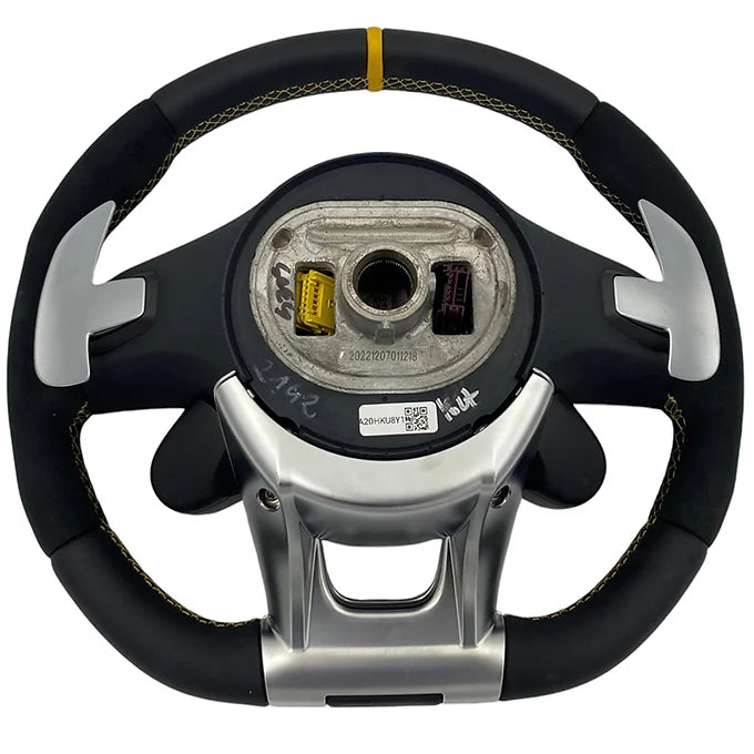 Mercedes-Benz AMG Performance Steering Wheel – Full Alcantara, Yellow Stitching + Performance Buttons