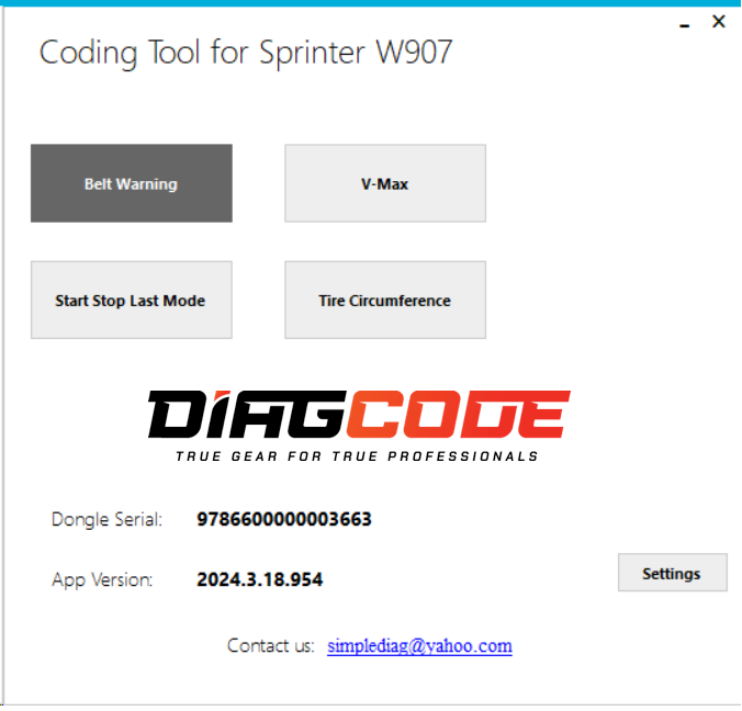 Coding Tool for Sprinter W907/W910